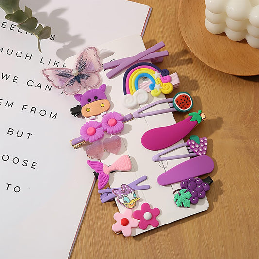 Vaikiškų spalvotų ir žaismingų segtukų vaikams rinkinys