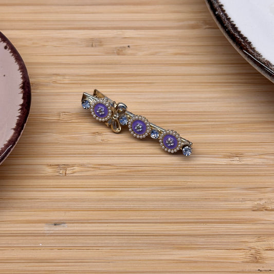 Plaukų aksesuaras segtukas "gėlytės" su blizgučiais šviesiai violetinė - Plaukuota-segtukai