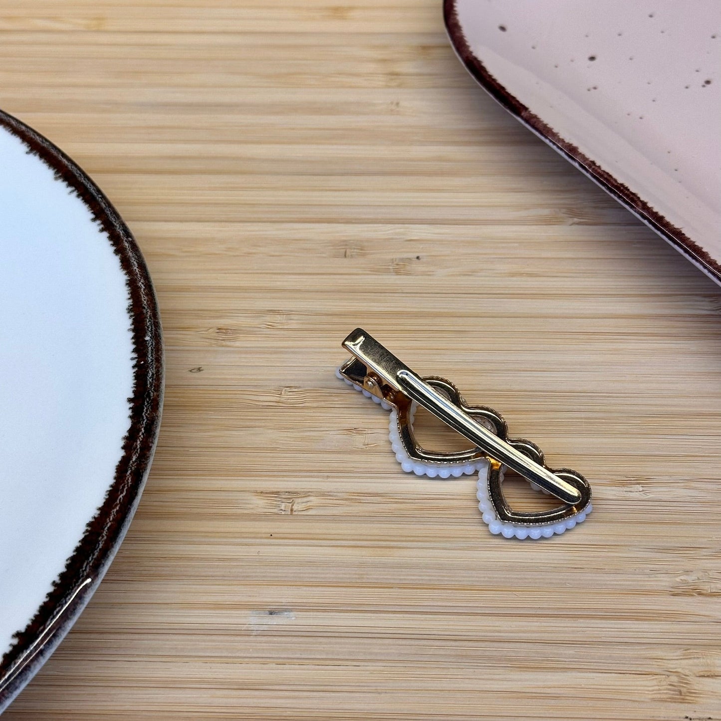 Plaukų aksesuaras segtukas dvi širdutės - Plaukuota - segtukai