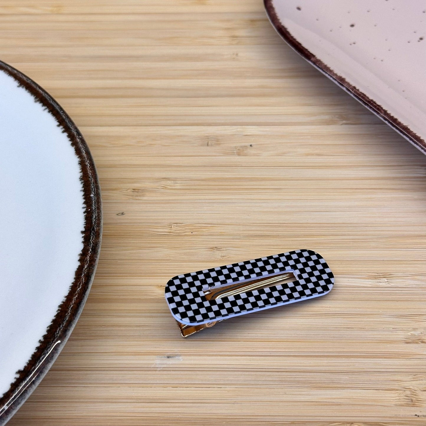 Plaukų aksesuaras segtukas juoda balta - Plaukuota - segtukai