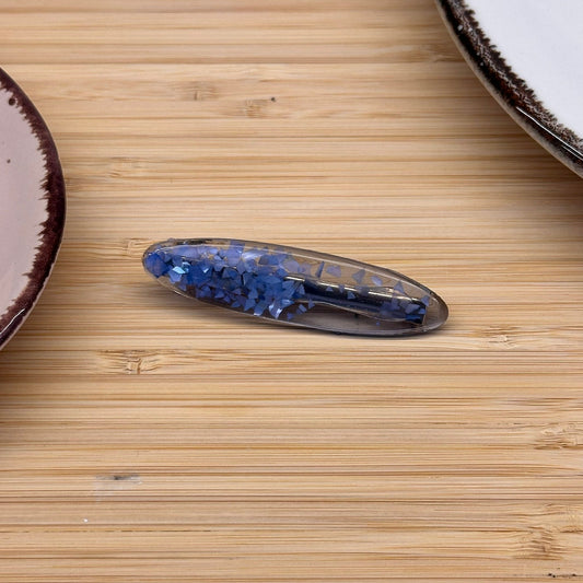 Plaukų aksesuaras segtukas marmūrinis ilgas ovalas melynos spalvos - Plaukuota-segtukai