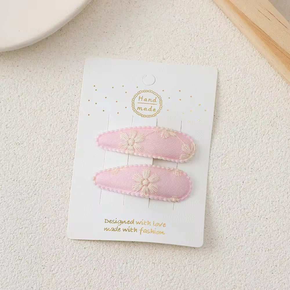 Rankų darbo rūžavos spalvos medžiaginiai segtukai - Plaukuota-segtukai