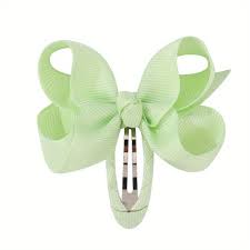 Plaukų aksesuaras segtukas kaspinėlis šviesiai žalsvas