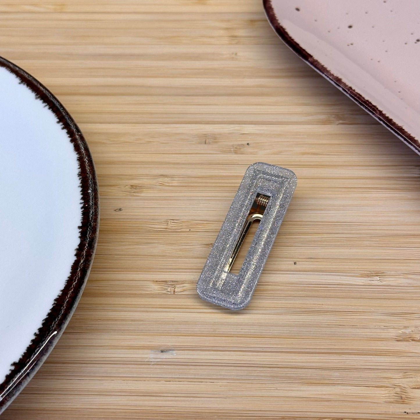 Plaukų aksesuaras segtukas blizgus ilgas stačiakampis - Plaukuota - segtukai