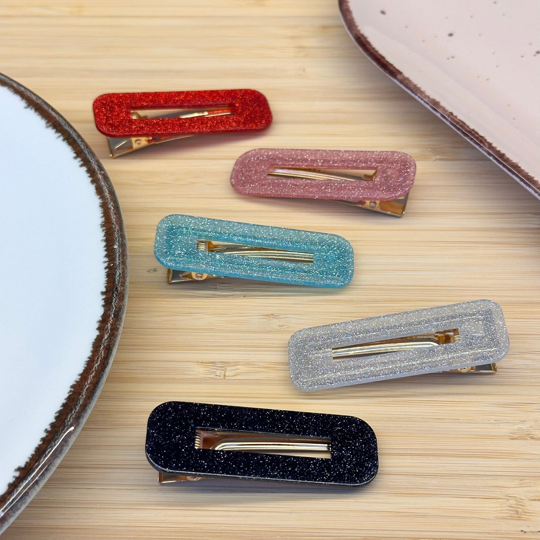 Plaukų aksesuaras segtukas blizgus ilgas stačiakampis - Plaukuota - segtukai