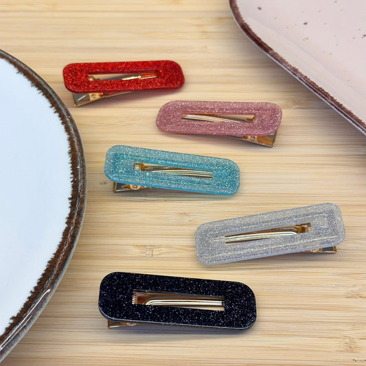 Plaukų aksesuaras segtukas blizgus ilgas stačiakampis - Plaukuota - segtukai