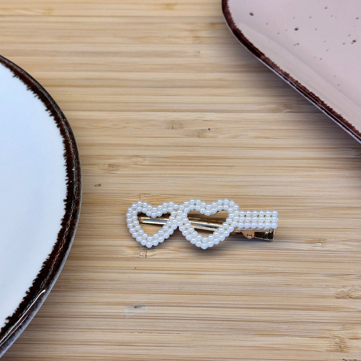 Plaukų aksesuaras segtukas dvi širdutės - Plaukuota - segtukai