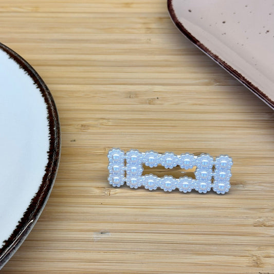 Plaukų aksesuaras segtukas gėlyčių stačiakampis su dirbtiniais perlais - Plaukuota - segtukai