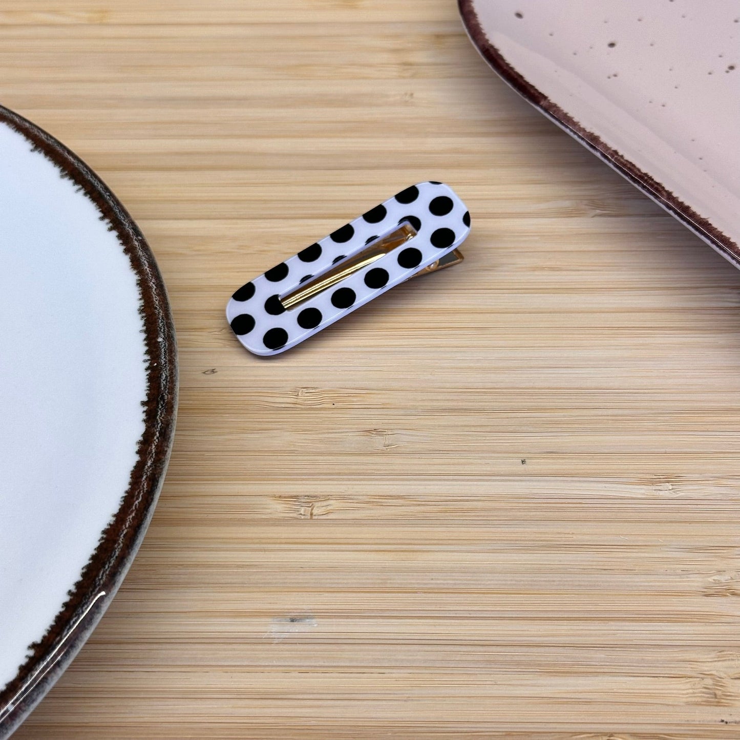 Plaukų aksesuaras segtukas juoda balta - Plaukuota - segtukai