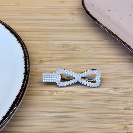 Plaukų aksesuaras segtukas kaspinukas su dirbtiniais perlais - Plaukuota - segtukai