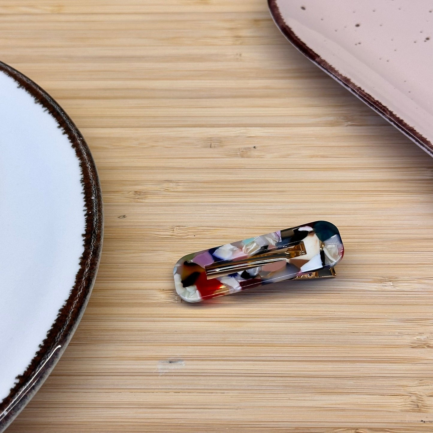 Plaukų aksesuaras segtukas platus stačiakampis - Plaukuota - segtukai