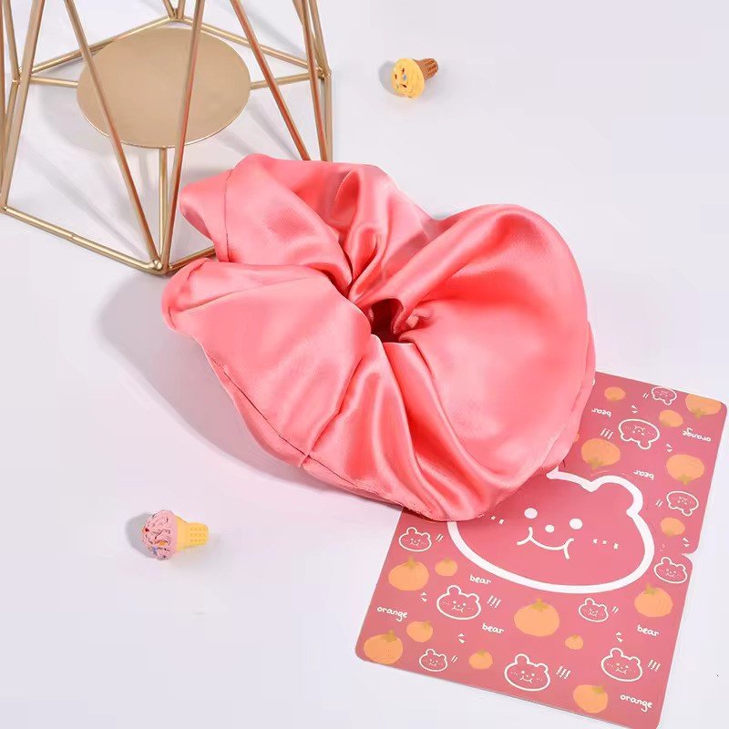 Satino plaukų gumelė rūžavos spalvos, didelė - Plaukuota-gumelės