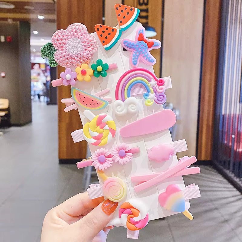 Vaikiškų spalvotų segtukų vaikams rinkinys - Plaukuota - segtukai