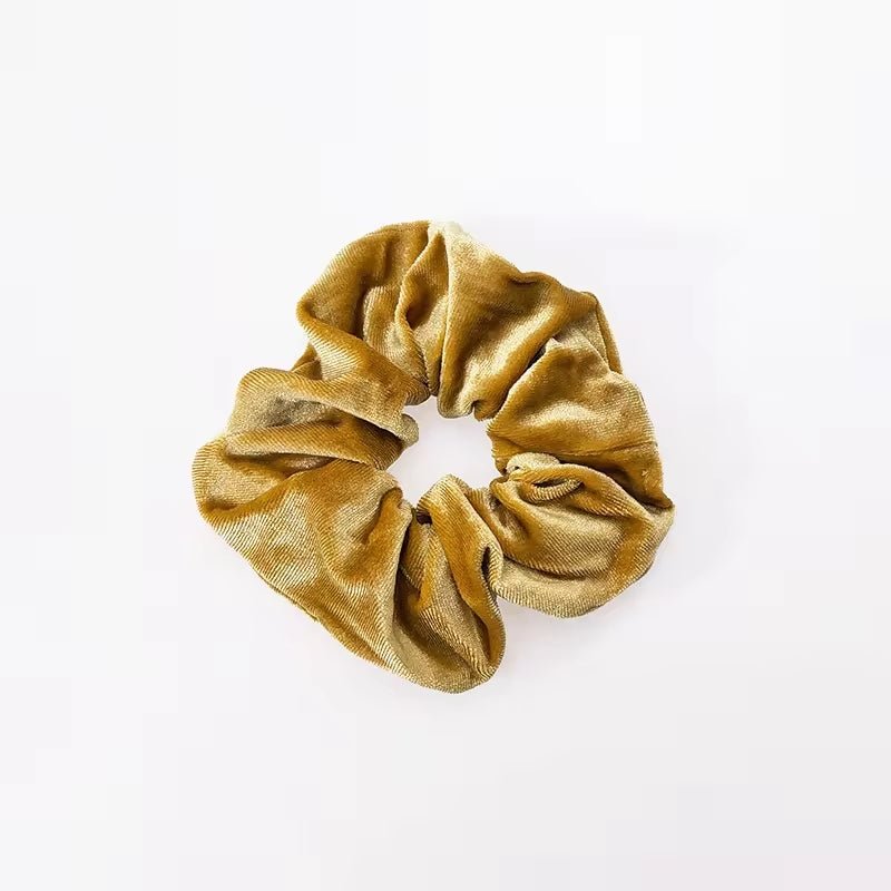 Velvetinė plaukų gumelė auksinės spalvos - Plaukuota-gumelės