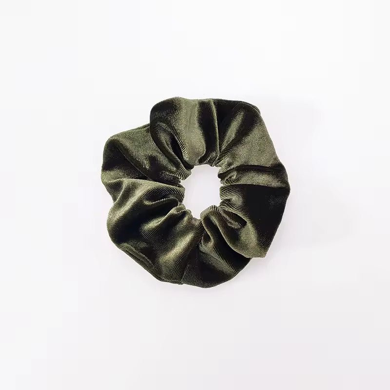 Velvetinė plaukų gumelė chaki spalvos - Plaukuota-gumelės