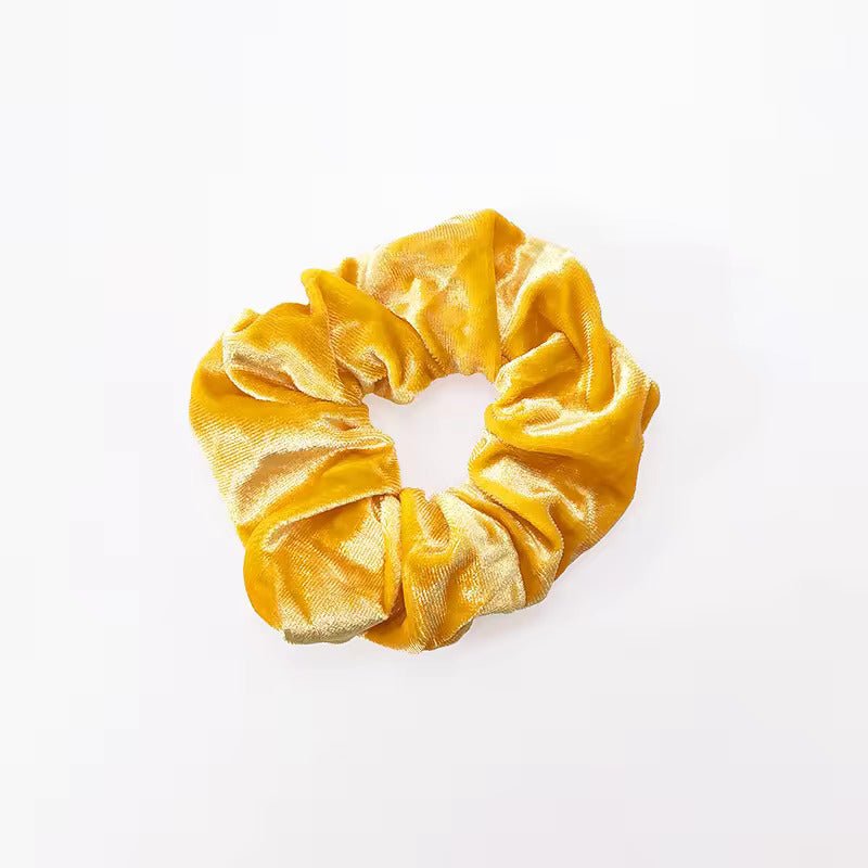 Velvetinė plaukų gumelė geltonos spalvos - Plaukuota-gumelės